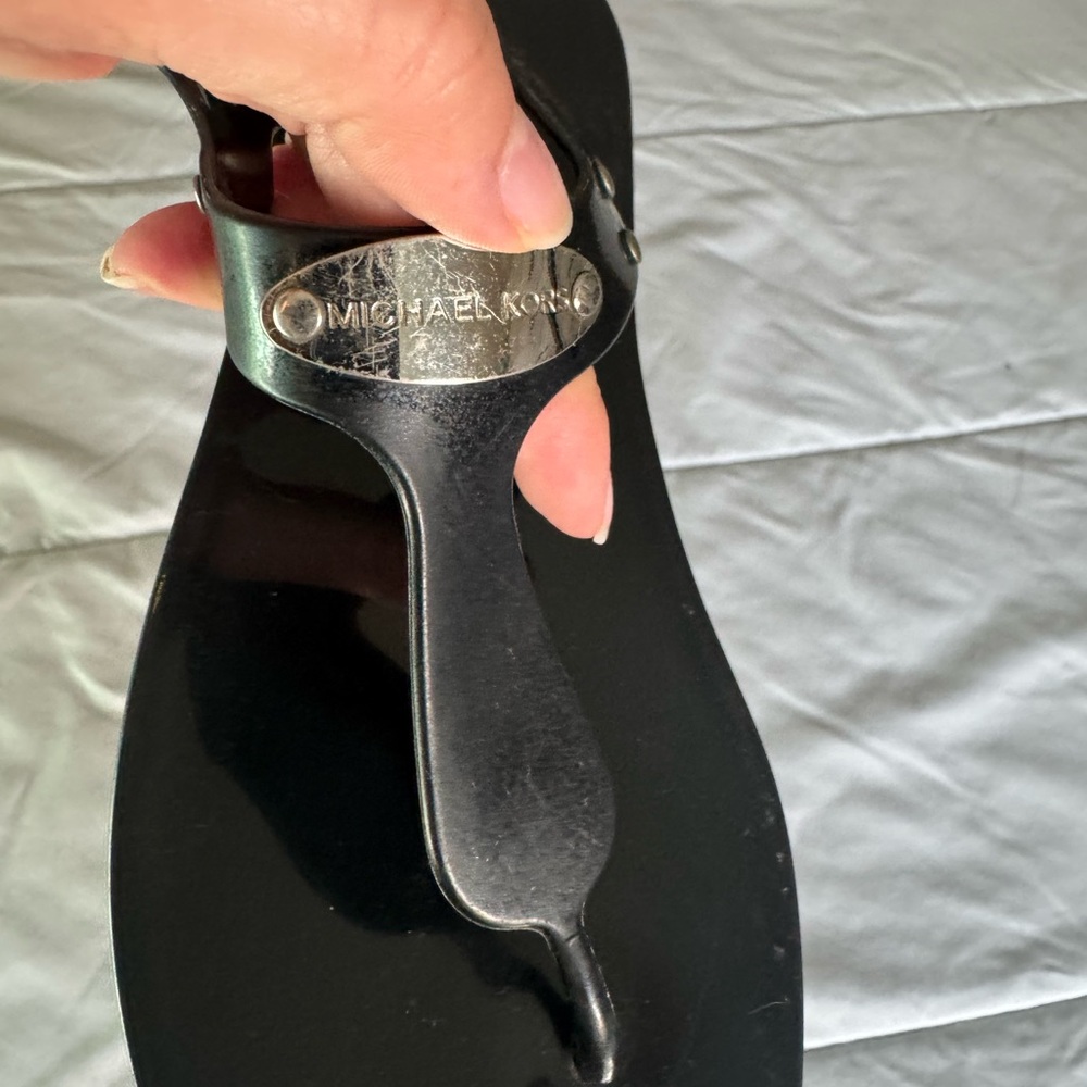 Michael Kors Black Sandals with Silver Accent